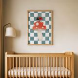 Mantardaki Uğur Böceği Çocuk Odası Duvar Posteri Çerçeveli Tablo Duvar Dekorasyonu - 21 x 30 - Ahşap Çerçeveli