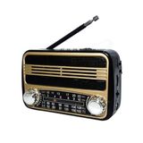 Manuel Aramalı Nostaljik Radyo Hem Şarjlı Hem Pilli USB ve Flash Bellek Girişli Müzik Kutusu