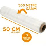 Manuel El Tipi Palet Streç Film Şeffaf 50 cm 17 Mikron 300 Metre 3 Adet