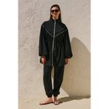 Manuka Kontrast Şeritli Büzgülü Mayo Siyah Ss26swm00008-01