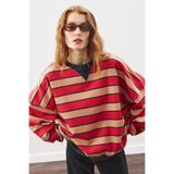 Manuka OVERSIZE ÇİZGİLİ SWEATSHIRT KIRMIZI