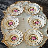 Manushum El Boyama Helezon Porselen Çay Tabağı 6 Lı Set-Beyaz