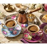 Manushum El Boyama Porselen Vintage Royal Kahve Fincanı-Mor 1 Adet