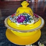 Manushum El Boyaması Porselen Gülbahar Çukur Sahan-Canlı Sarı