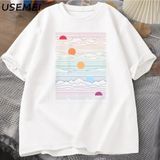 Many Lands Under One Sun T Shirt Men Women Fashion Short Sleeve Loose Basic T-Shirts Cotton T 2923 - Beyaz