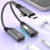 Manyetik 2'si 2 arada Yıldırım/USB C - 3.5mm Aux Ses Jakı Kulaklık+Tip-C Şarj Kablosu Adaptörü, 【Apple MFi Sertifikalı】 iPhone14 13 12, iPad, Samsung için Müzik+Şarj+HiFi için Kulaklık Dönüştürücü