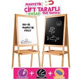 Manyetik Çift Taraflı Ahşap Ayaklı Yazı Tahtası