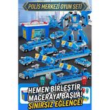 Manyetik Dönüşen Robot Araba Seti 21 Parça Sök Tak Eğitici Oyuncak - Kutulu Polis Merkezi