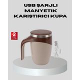 Manyetik Karıştırıcı Kupa USB Şarjlı Karıştırma Çift Katmanlı