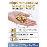 Manyetik Metal Pano Mıknatısı Altın Sarısı 10'lu Set - Güçlü Neodyum Mıknatıs, Magnetic Push Pin, Kağıt Tutucu