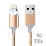 Manyetik Mıknatıslı iPhone Lightning Şarj Kablosu Gold Hasır-Örgü Ekstra Dayanıklı