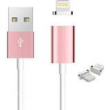 Manyetik Mıknatıslı iPhone Lightning Şarj Kablosu RoseGold Hasır-Örgü Ekstra Dayanıklı