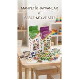 Manyetik Oyuncak Set Hayvanlar Sebze Meyve Magnetli 56 Parça