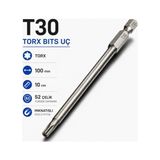 Manyetik S2 Çelik Torx T30 Bits Uç 100 mm 10 cm Uzun Tornavida Matkap Vidalama Manyetik Vidalama Ucu - Çok Renkli