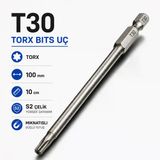 Manyetik S2 Çelik Torx T30 Bits Uç 100 Mm 10 Cm Uzun Tornavida Matkap Vidalama Manyetik Vidalama Ucu