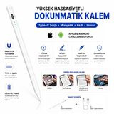 Manyetik Şarjlı Stylus Kalem Type-C Şarjlı Tablet Kalemi Hassas Uçlu Dokunmatik Kalem
