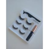 Manyetik Takma Kirpik Mıknatıs Tozlu Eyeliner Cımbızlı Takma Kirpik Set - Siyah