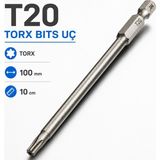 Manyetik Uzun Torx T20 Bits Uç 100 mm 10 cm Uzun Tornavida Matkap Vidalama Manyetik Vidalama Ucu - Gri