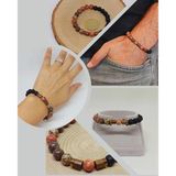 Manzaralı Jasper & Oniks Taşı 8mm Unisex Tasarım Bileklik Hawaii Model (53086)