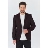 Manzoni Erkek Bordo Polyviskon Kumaşlı Mono Yaka Slim Fit Blazer Ceket Bordo 52