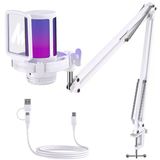 MAONO GDGM20S oyun USB mikrofonu, gürültü azaltma, RGB ışıklı kondansatörlü mikrofon, sessize alma, güçlendirme, monitör, kol desteği, yayın, podcast, Twitch, YouTube için pop filtresi