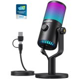 MAONO Oyun USB Mikrofon, Programlanabilir PC Kondenser Mikrofon, RGB Işıklı, Sessiz, Kazanç, Akış, Podcast, Twitch, YouTube, Discord, PS5, PS4, Bilgisayar, GamerWave DM30 RGB için Sıfır Gecikme İzleme