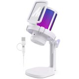 MAONO PC oyun mikrofonu, gürültü azaltıcı kondansatörlü mikrofon, yayın podcast stüdyosu için, USB mikrofon, PS5/PS4/Mac için, kontrol edilebilir RGB ışıklı, One Touch sessize alma, kazanç regülatörü,