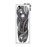 Maori Geçici Dövme Full Kol Tribal Desenli Büyük Boy Tattoo 48x17 Cm Siyah