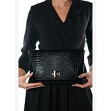 MAORI Siyah Baskı Rugan Kadın Clutch Çanta
