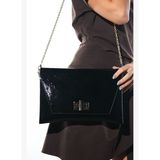 MAORI Siyah Kırışık Rugan Kadın Clutch Çanta
