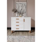 mapahomeliving Flora Bohem Serisi 4 Çekmeceli 1 Kapaklı Şifonyer Modern Tasarım Mdf Mebran Kapak Beyaz 95x90