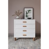 mapahomeliving Flora Bohem Serisi 4 Çekmeceli Şifonyer Mdf Mebran Kapaklı Beyaz 90x90