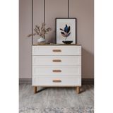 mapahomeliving Flora Bohem Serisi 4 Çekmeceli Şifonyer Mdf Mebran Kapaklı Ceviz Aytaşı 90x90 cm