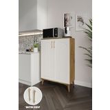 mapahomeliving Kale Metal Kulp Çok Amaçlı Dolap Mutfak Balkon Kiler Banyo Ayakkabılık Dolabı Ekru Ceviz