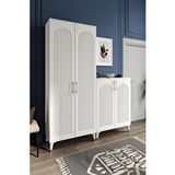 mapahomeliving Kale Metal Kulp Kla4190 Ayakkabılık Portmanto Vestiyer Beyaz Gümüş