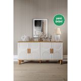 mapahomeliving Linea Bohem Konsol 4 Kapaklı MDF Mebran Kapak 160 cm Modern Salon Konsolu Aytaşı Ceviz