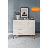 mapahomeliving Panjurlu 4 Çekmeceli 1 Kapaklı Şifonyer Modern Tasarım, MDF Kapak,Ekru Ceviz