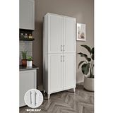 mapahomeliving Panjurlu Metal Kulp Pnj4190 Çok Amaçlı Dolap 4 Kapaklı Mutfak Dolabı Balkon Dolabı Kiler Banyo Dolabı Ayakkabılık Beyaz Gümüş