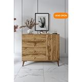 mapahomeliving Simple 4 Çekmeceli 1 Kapaklı Modern Şifonyer Ceviz