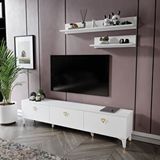 mapahomeliving Simple Modern 180 Cm SMP18033 Tv ünitesi 2 Raflı Beyaz Gold