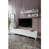 mapahomeliving Simple Modern 180 Cm SMP18033 Tv ünitesi 2 Raflı Beyaz Gümüş