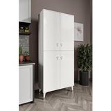 mapahomeliving Simple Sp4190 Çok Amaçlı Dolap 4 Kapaklı Mutfak Dolabı Balkon Dolabı Kiler Banyo Dolabı Ayakkabılık Beyaz Gümüş