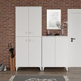 mapahomeliving Simple Sp6190 Çok Amaçlı Dolap 6 Kapaklı Mutfak Dolabı Balkon Dolabı Kiler Banyo Dolabı Ayakkabılık Beyaz Gümüş