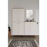 mapahomeliving Simple Sp6190 Çok Amaçlı Dolap 6 Kapaklı Mutfak Dolabı Balkon Dolabı Kiler Banyo Dolabı Ayakkabılık Ekru Ceviz