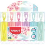 Maped Pastel Renkli Fosforlu Kalem (Işaret Kalemi) 6 Adet Eğik Uç 1-5 mm Ölçüler
