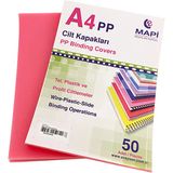 Mapi A4 Şeffaf Kapaklı Magenta 50 Adet PP Klasör 550 Mic. Plastik Malzeme