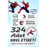 Mapi isim Baskılı Defter Kalem Okul Etiketi (324 Adet Örümcek Adam Temalı Kitap Etiketi )