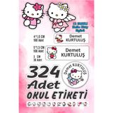Mapi Kişiye özel isim baskılı Hello Kitty temalı (324 Adet) Okul gereçleri etiketi
