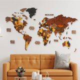 MAPOFX Ahşap Duvar Tablosu Dünya Haritası Dekoru (Plus, XLarge - 250x135 cm, Ahşap) MF506