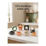 MappleHome 10'lu Eğlence Geometrik Modelli Kurabiye Kalıbı Çift Taraflı Kalp Yıldız Ay Kurabiye Kalıpları